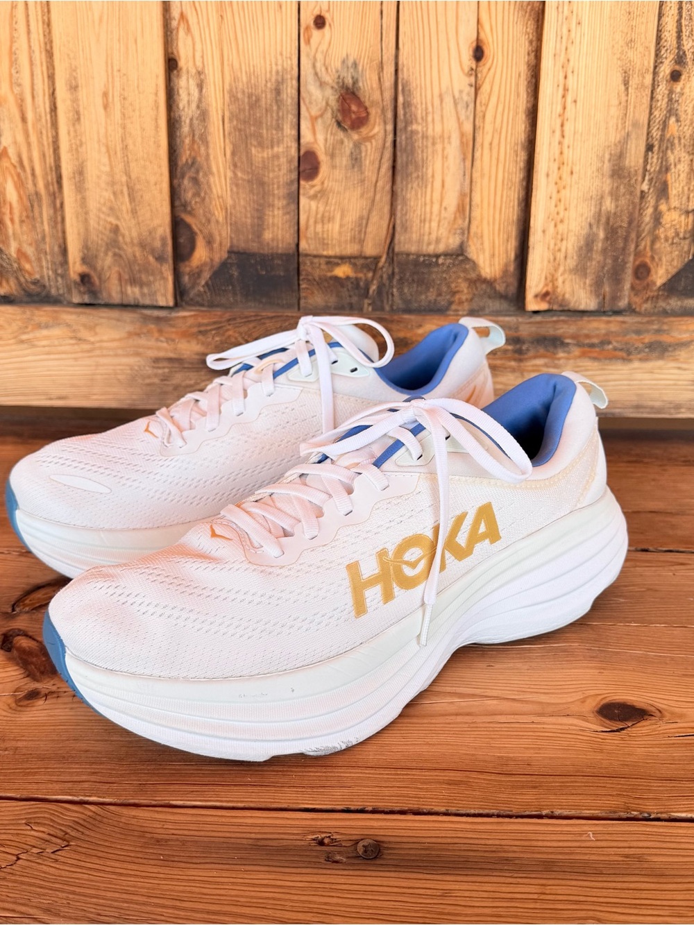 Size 10 Hoka One Men's Bondi 8 Frost Gold Running Comfort Shoes